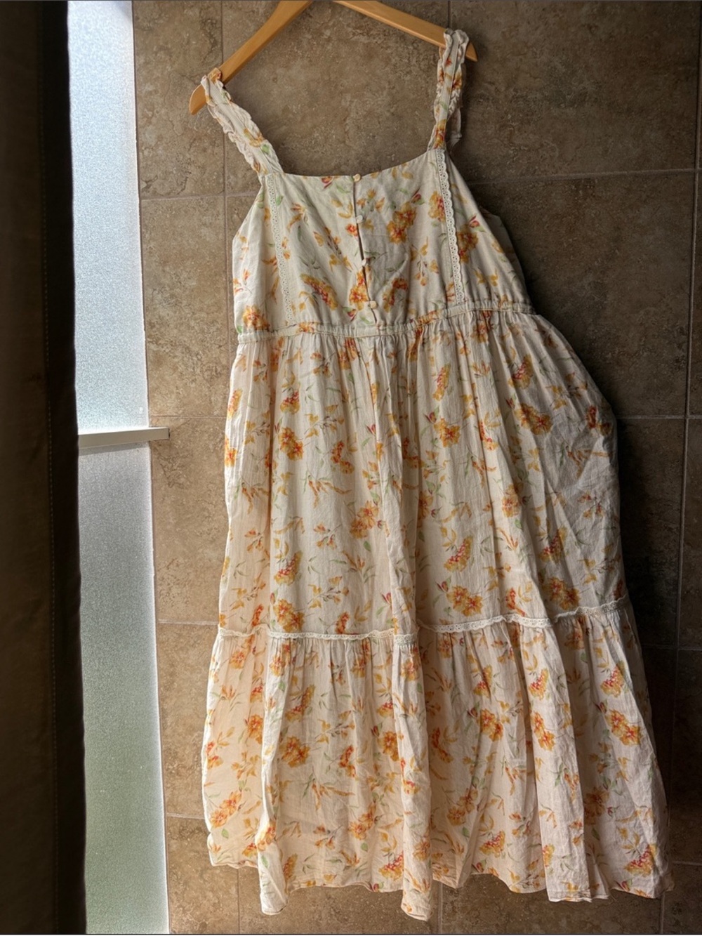 LoveShackFancy Dress Ann Midi Pockets Floral Sunshine Cotton Linen Lined Size L - Picture 6 of 16
